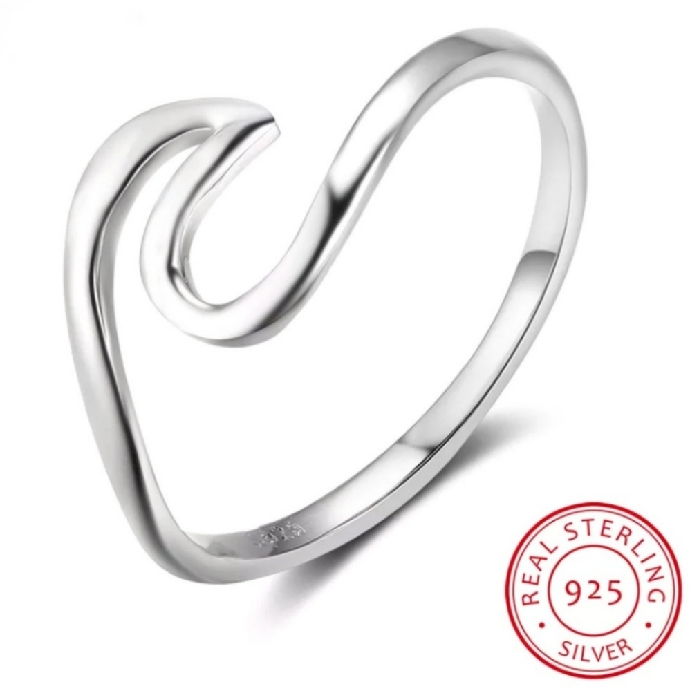925 Sterling Silver Wave Ring Size 6 Women's Jewelry - Picture 5 of 6